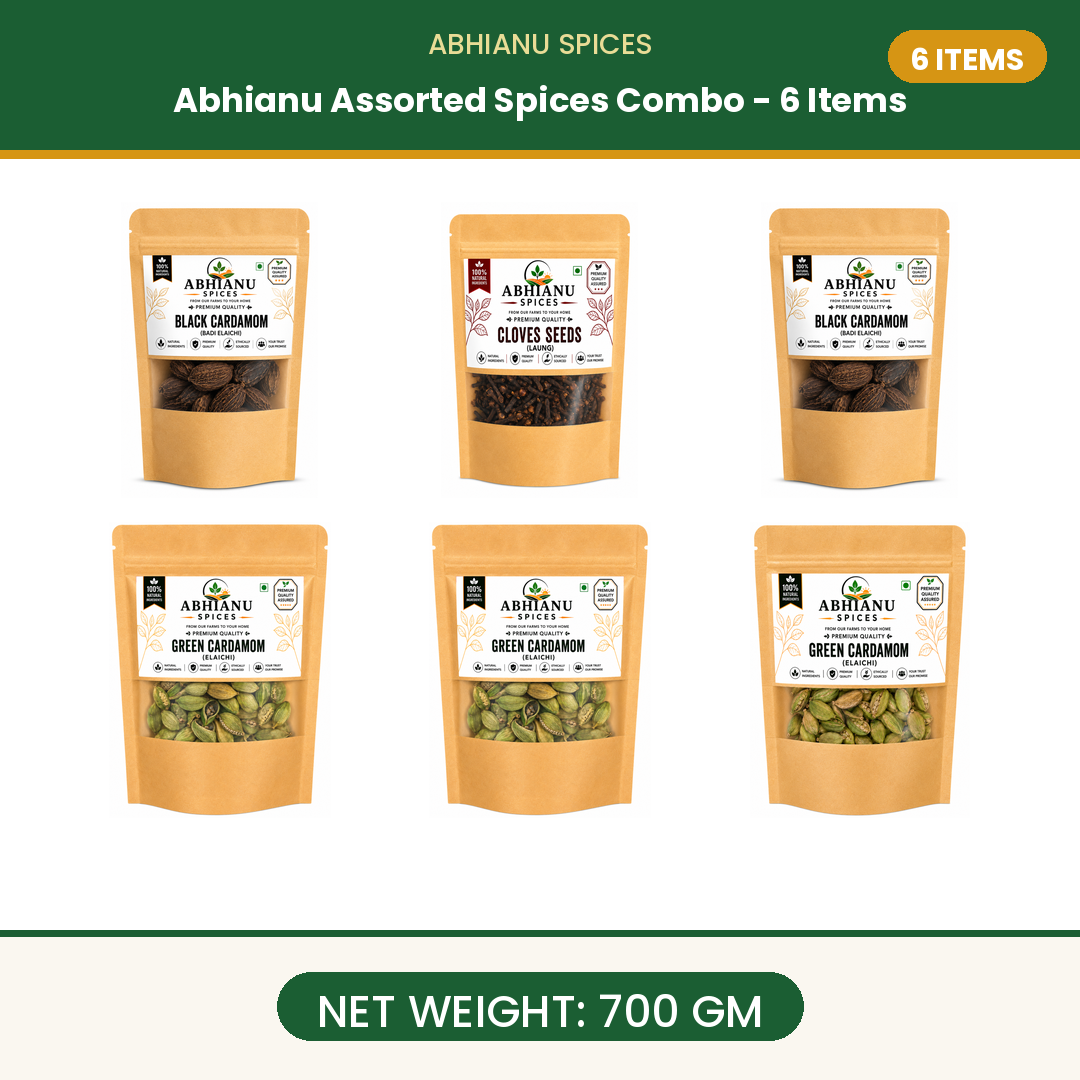 Abhianu Spices Assorted Indian Spices Combo 6 Items 700 G