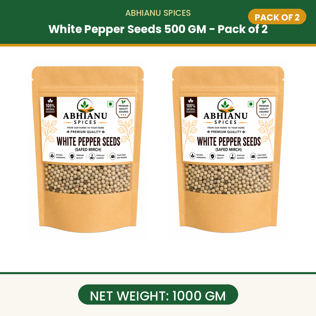 Abhianu Spices White Peppercorns Whole 500 G