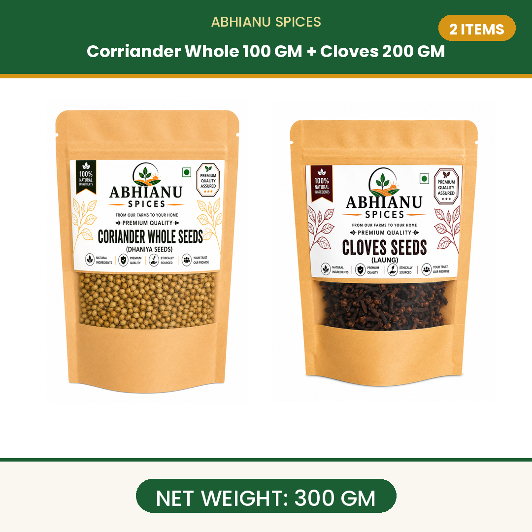 Abhianu Spices Coriander Whole 100 G And Cloves 200 G Combo
