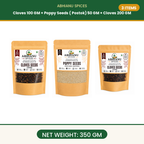 Abhianu Spices Cloves And Poppy Seeds Combo 3 Items 350 G