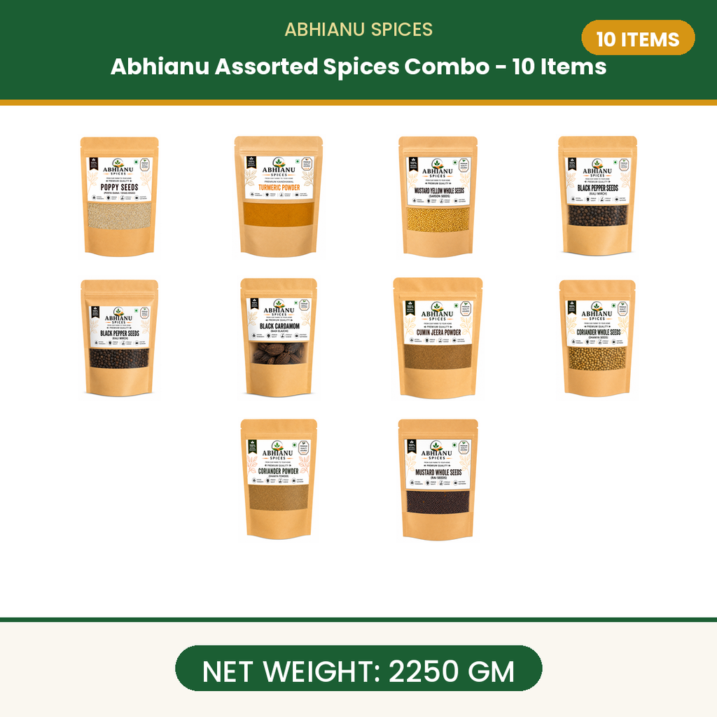 Abhianu Spices Assorted Indian Spices Combo 10 Items 2.25 Kg