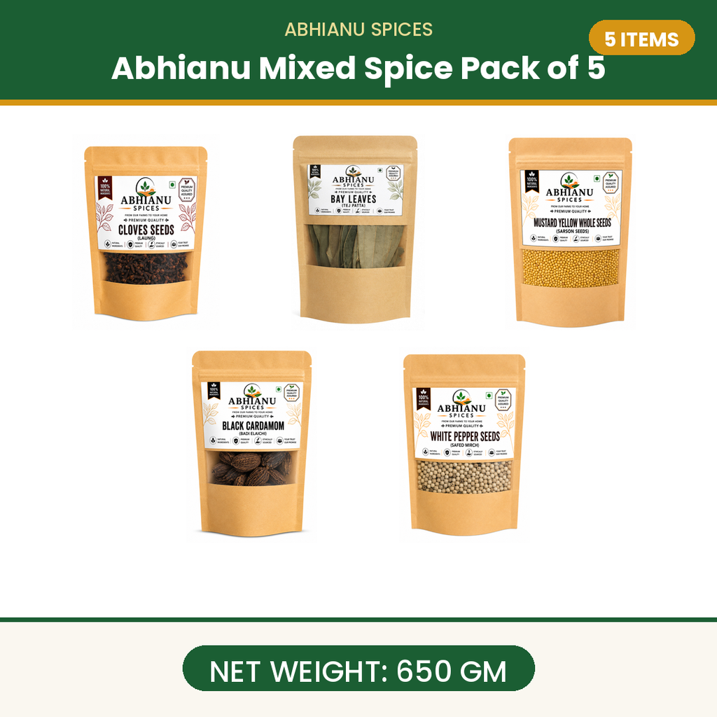 Abhianu Spices Assorted Indian Spices Combo 650 G Pack Of 5