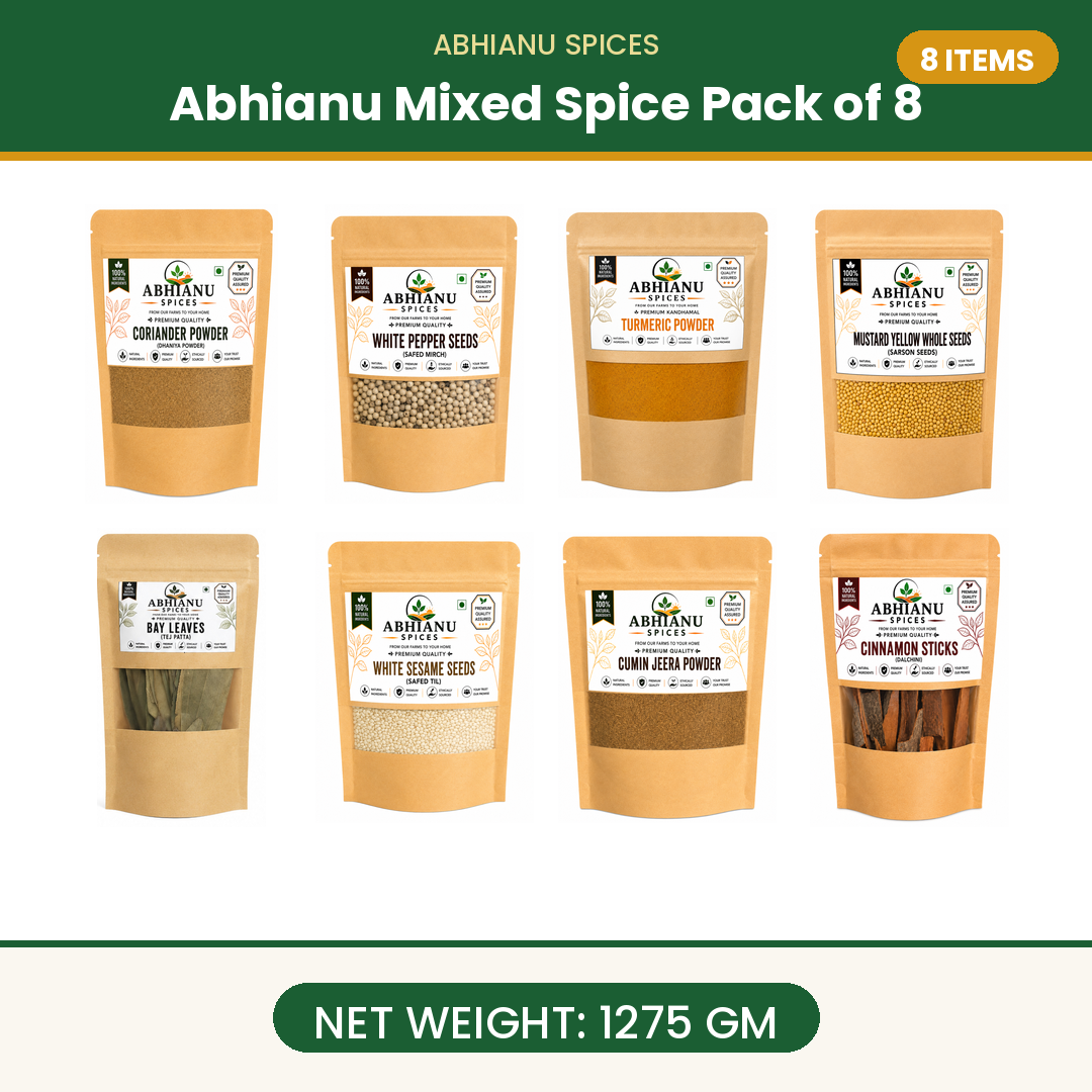 Abhianu Spices Assorted Indian Spices Combo 8 In 1.275 Kg