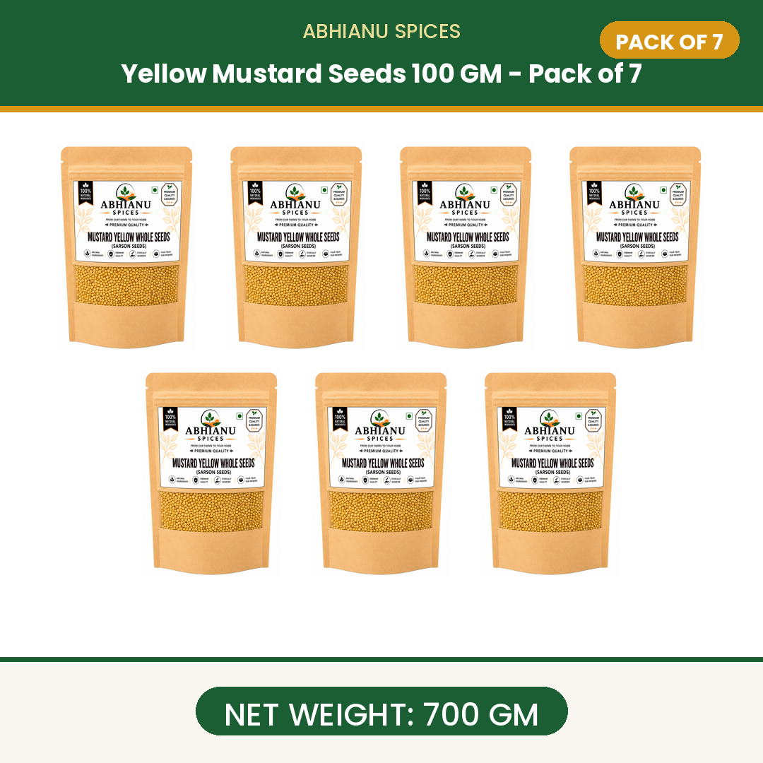 Abhianu Spices Yellow Mustard Seeds 600 G Pack Of 6