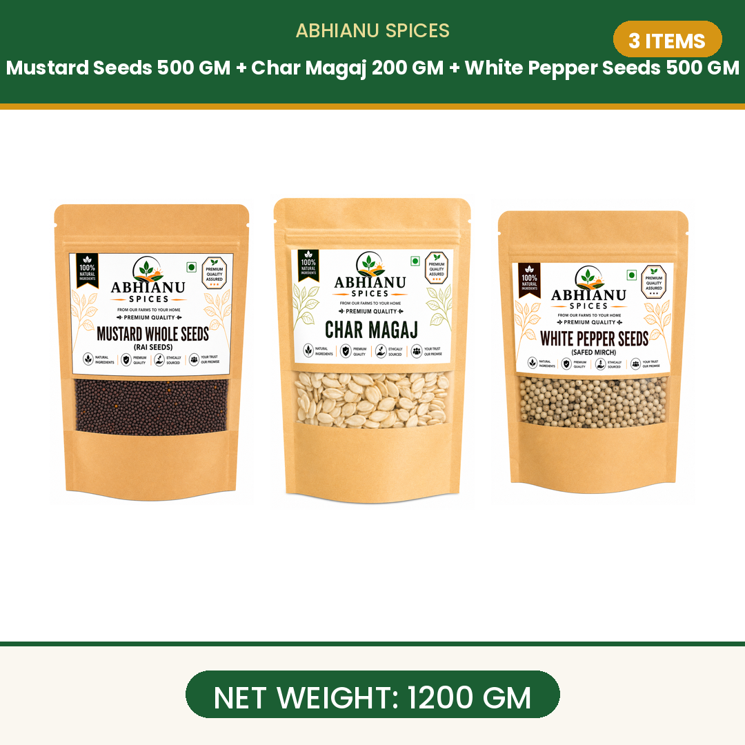 Mustard Seeds 500 Gm And Char Magaj 200 Gm And White Pepper Seeds 500 Gm