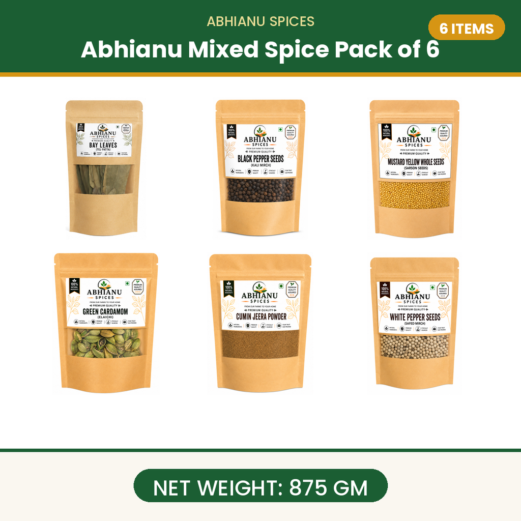 Abhianu Spices Assorted Indian Spices Combo 875 G Pack Of 6