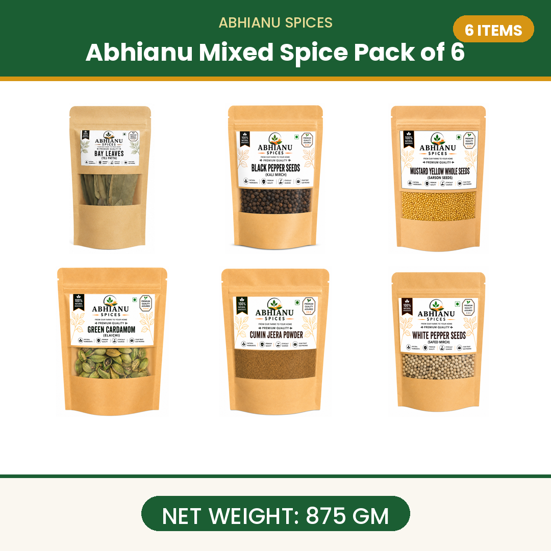 Abhianu Spices Assorted Indian Spices Combo 875 G Pack Of 6