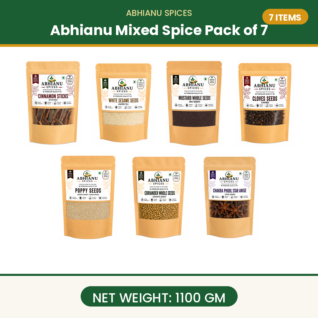 Abhianu Spices Assorted Indian Spices Combo 1.1 Kg Pack Of 7