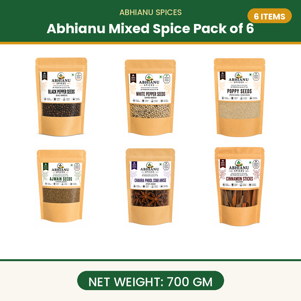 Abhianu Assorted Indian Spices Combo Pack Of 6 700 G