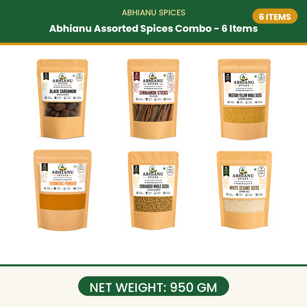 Abhianu Spices Assorted Indian Spices Combo 6 Items 950 G