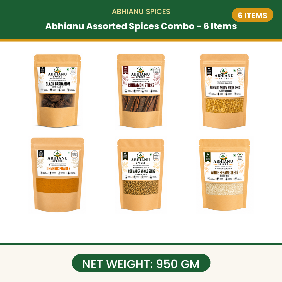 Abhianu Spices Assorted Indian Spices Combo 6 Items 950 G