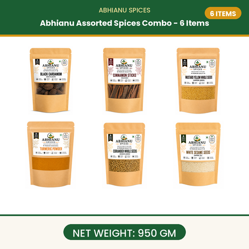 Abhianu Spices Assorted Indian Spices Combo 6 Items 950 G