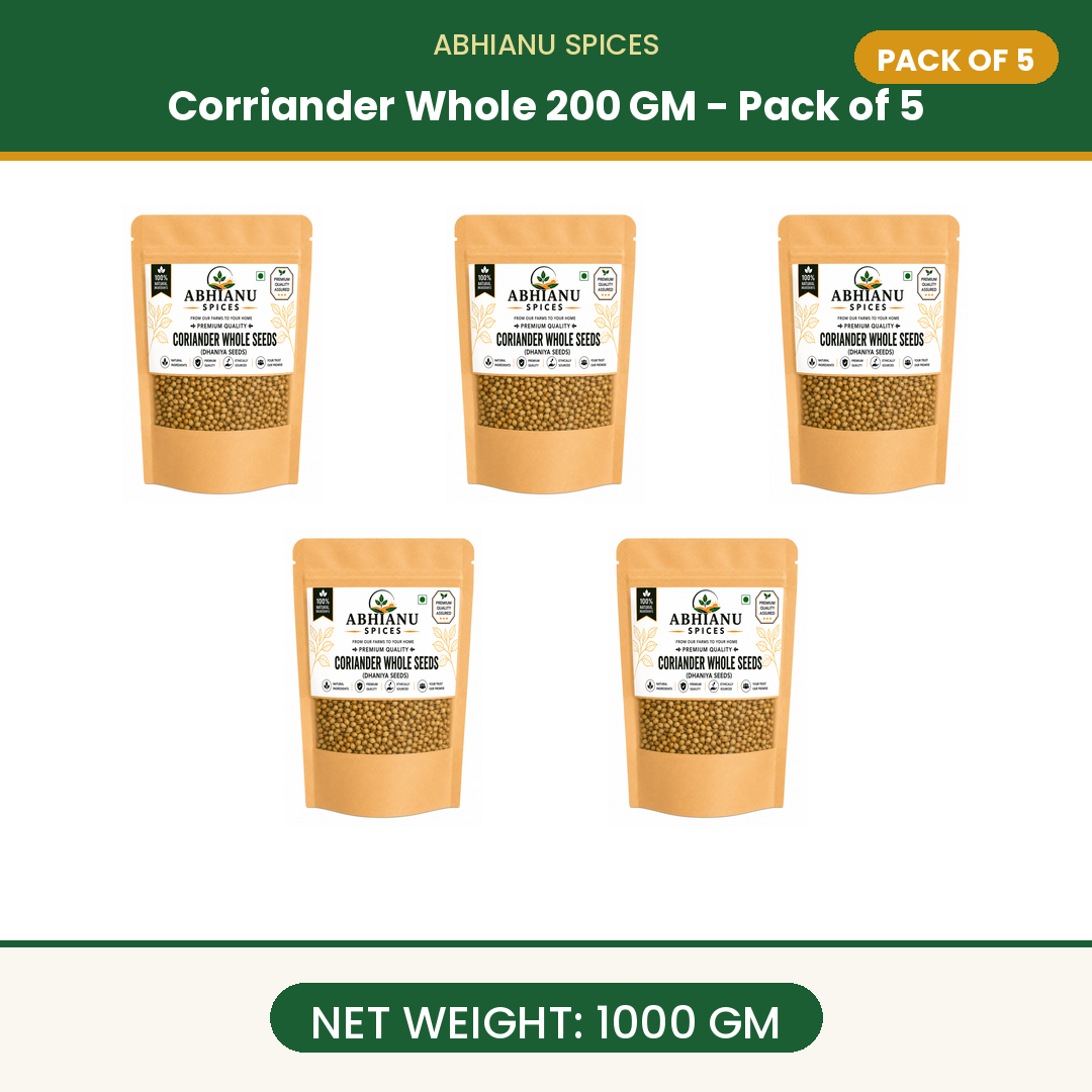 Abhianu Spices Coriander Whole Sabut Dhania 500 G Pack Of 5