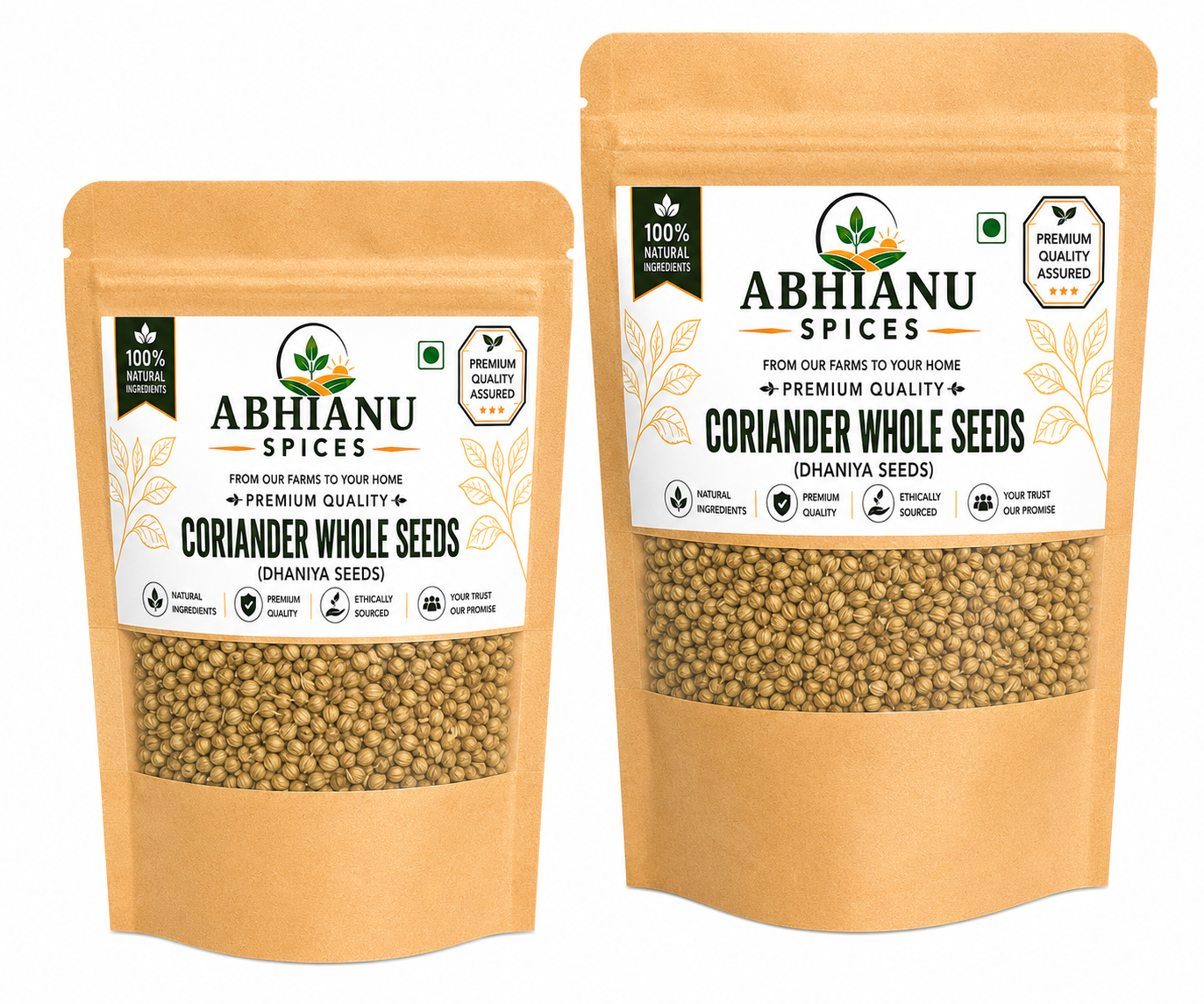 Abhianu Spices Coriander Whole Sabut Dhania 500 G Pack Of 5