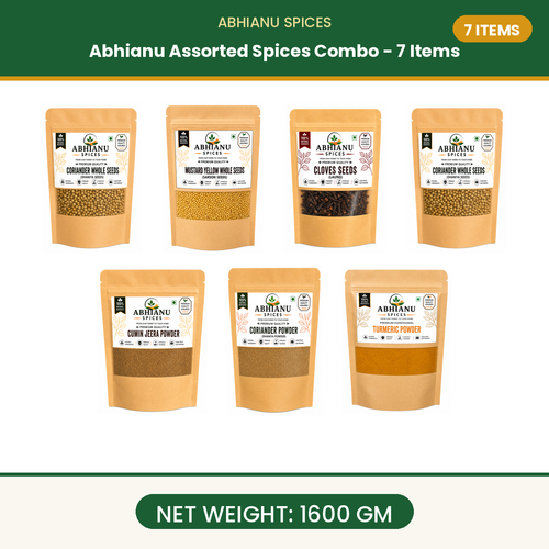 Abhianu Spices Assorted Indian Spices Combo 7 Items 1.6 Kg