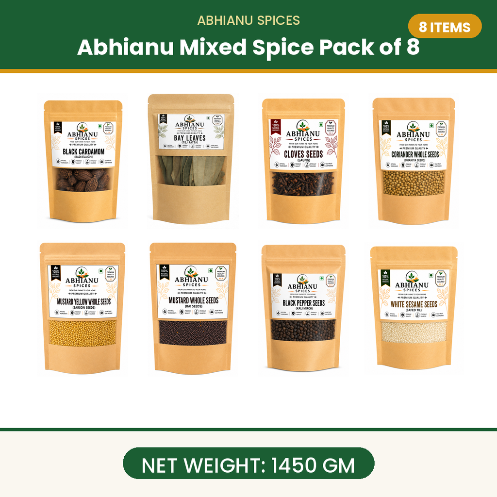 Abhianu Spices Assorted Indian Spices Combo 1.45 Kg Pack Of 8