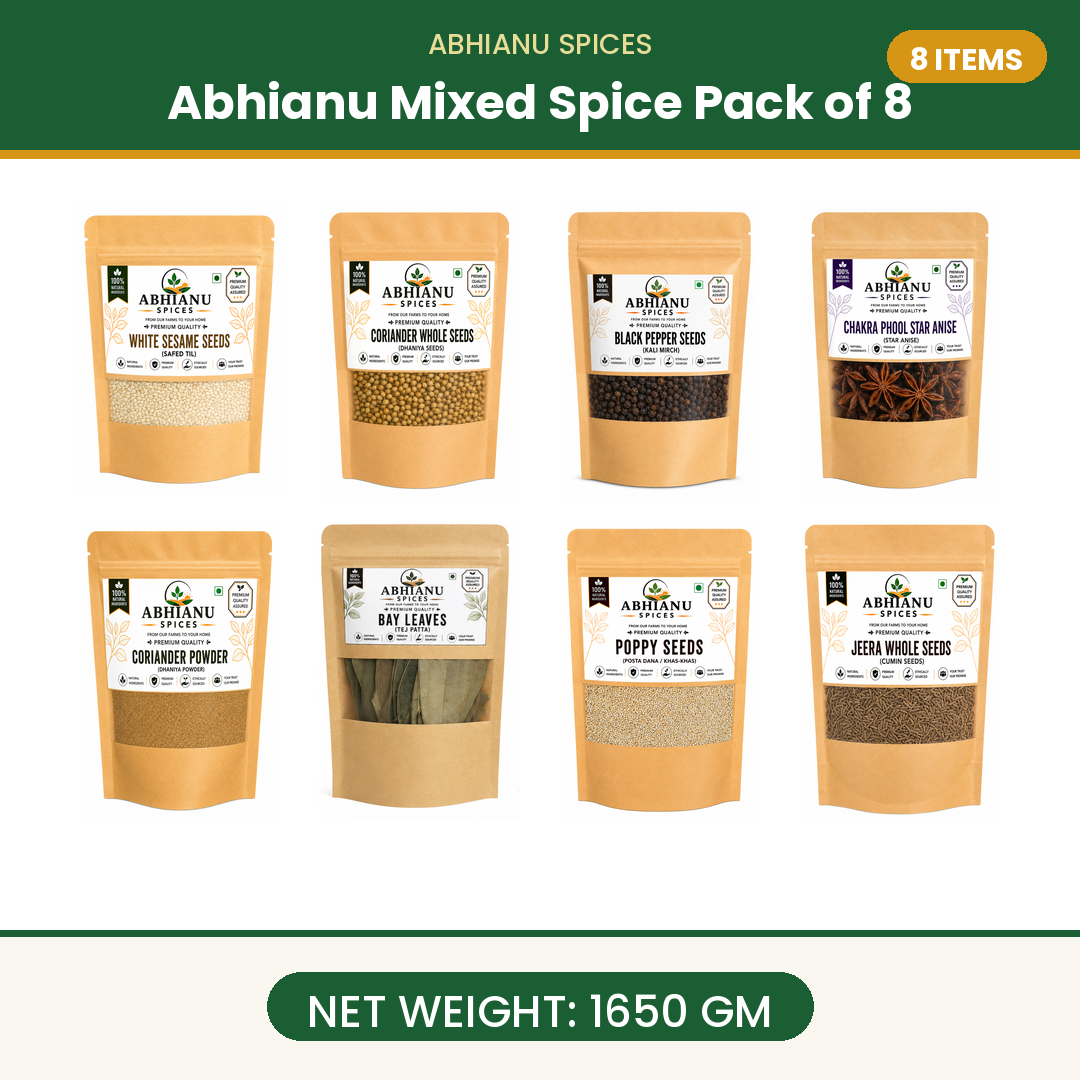 Abhianu Spices Assorted Indian Spices Combo 8 In 1.65 Kg