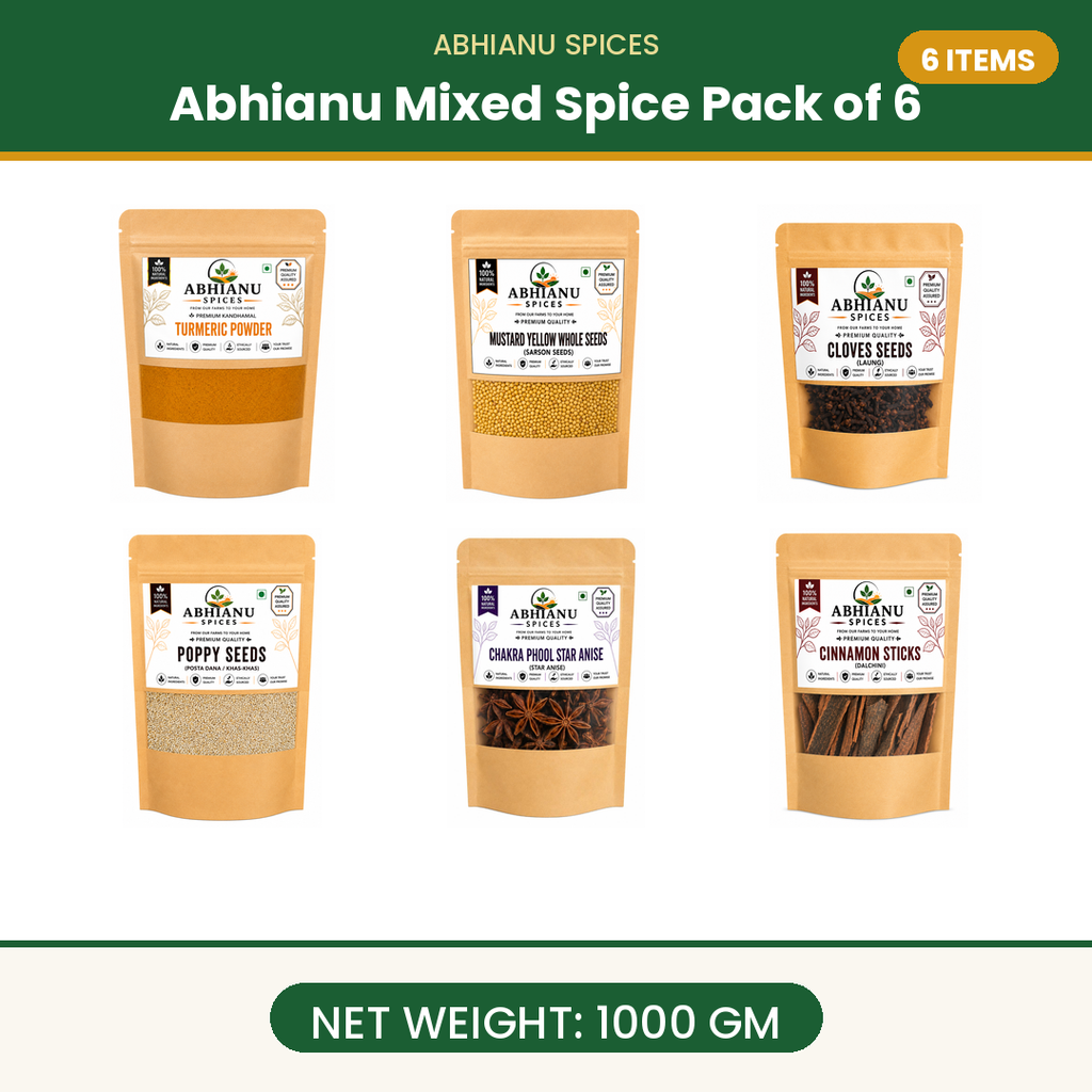 Abhianu Assorted Indian Spices Combo Pack Of 6 of 1000GM