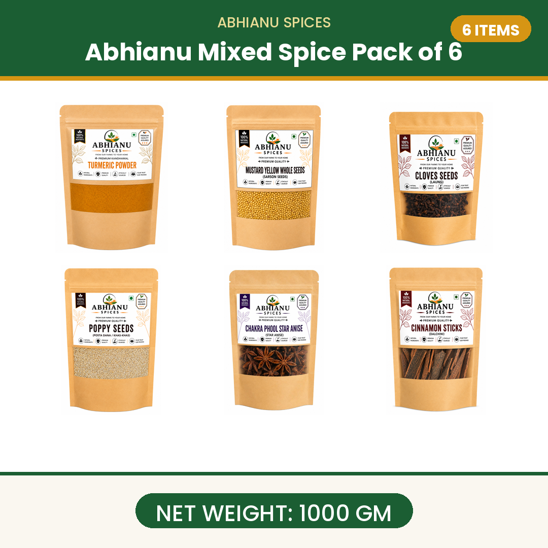 Abhianu Assorted Indian Spices Combo Pack Of 6 of 1000GM