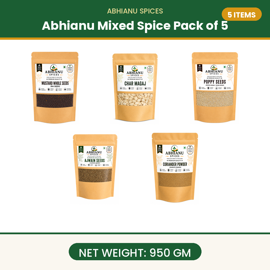 Abhianu Spices Assorted Indian Spices Combo 950 G Pack Of 5
