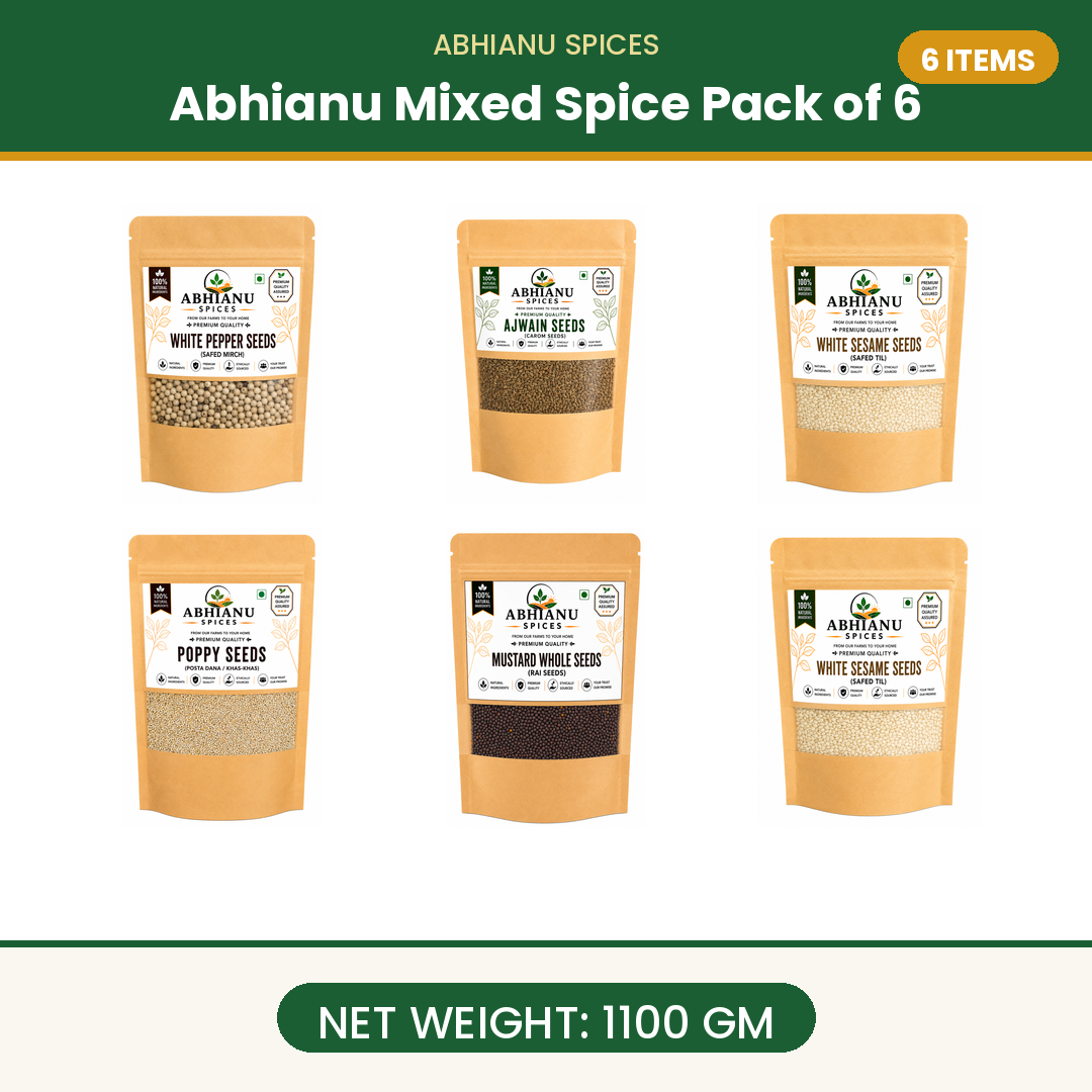 Abhianu Assorted Indian Spices Combo Pack Of 6 1.1 Kg