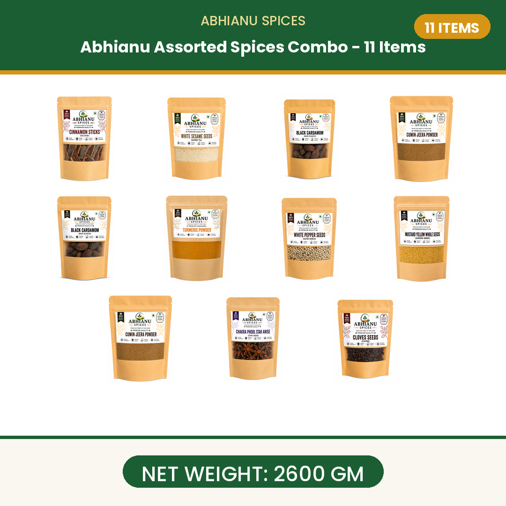 Abhianu Assorted Indian Spices Combo 11 Items 2.6 Kg