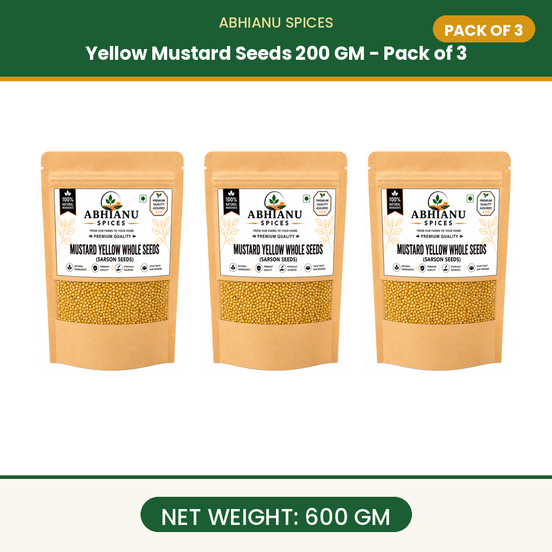 Abhianu Spices Yellow Mustard Seeds 600 G Pack Of 6