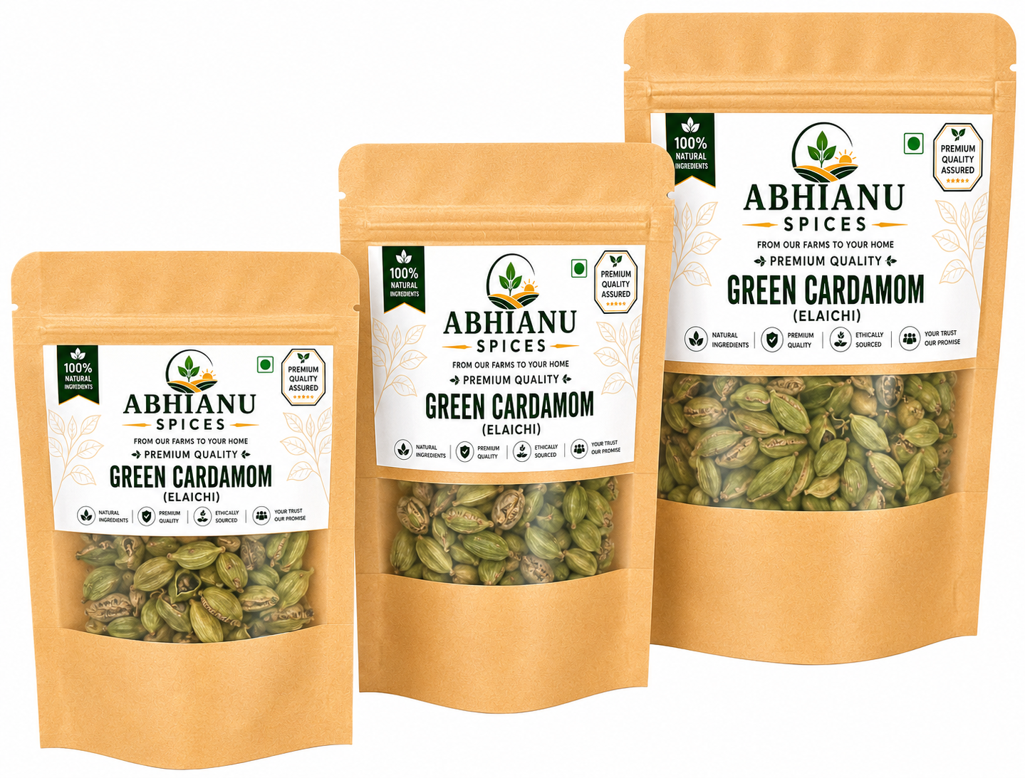 Abhianu Spices Green Cardamom Whole Pods 100 G
