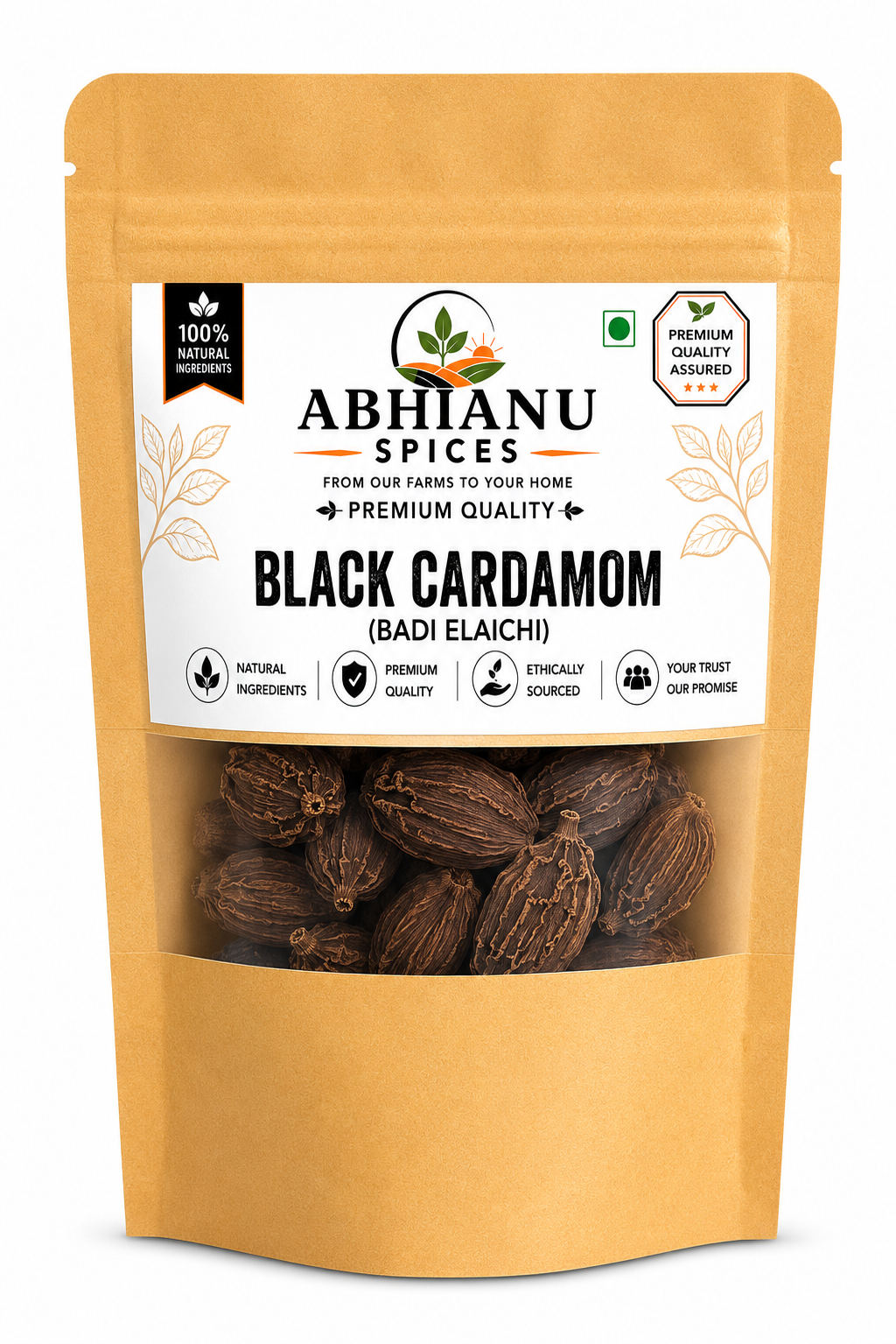 Abhianu Spices Cumin Powder 500 G And Black Pepper 100 G And Black Cardamom 100 G