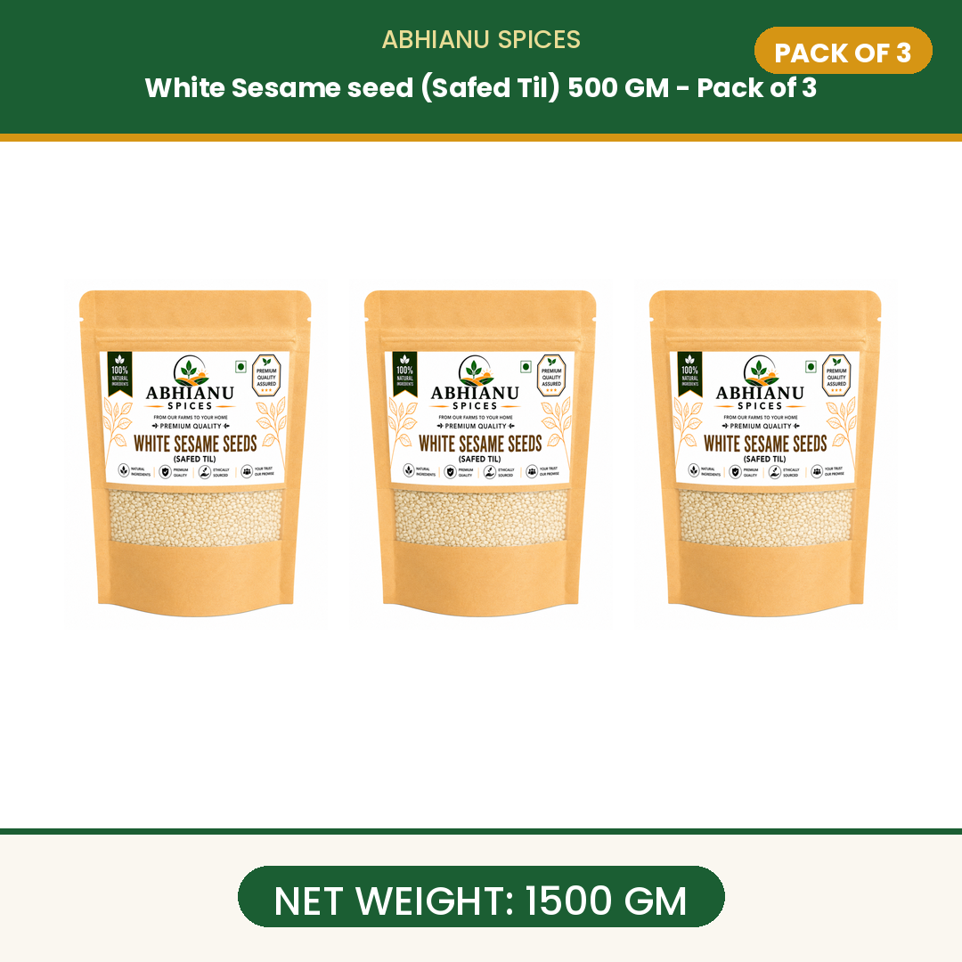 Abhianu Spices White Sesame Seeds Safed Til 500 G Pack Of 5