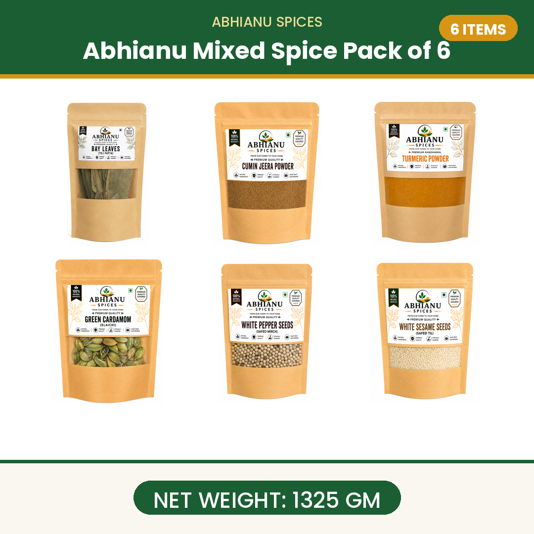 Abhianu Assorted Indian Spices Combo Pack Of 6 1.325 Kg