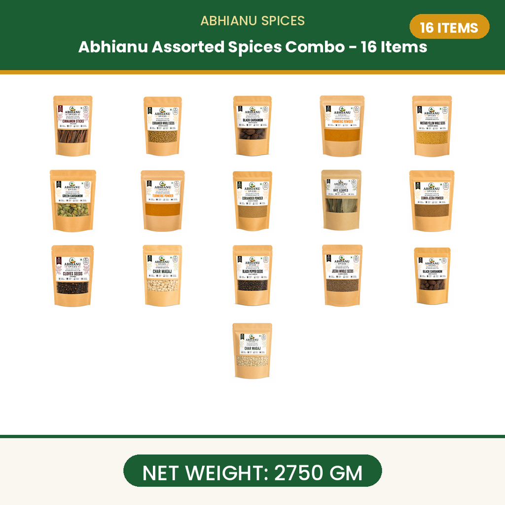 Abhianu Spices Assorted Indian Spices Combo 16 Items 2.75 Kg