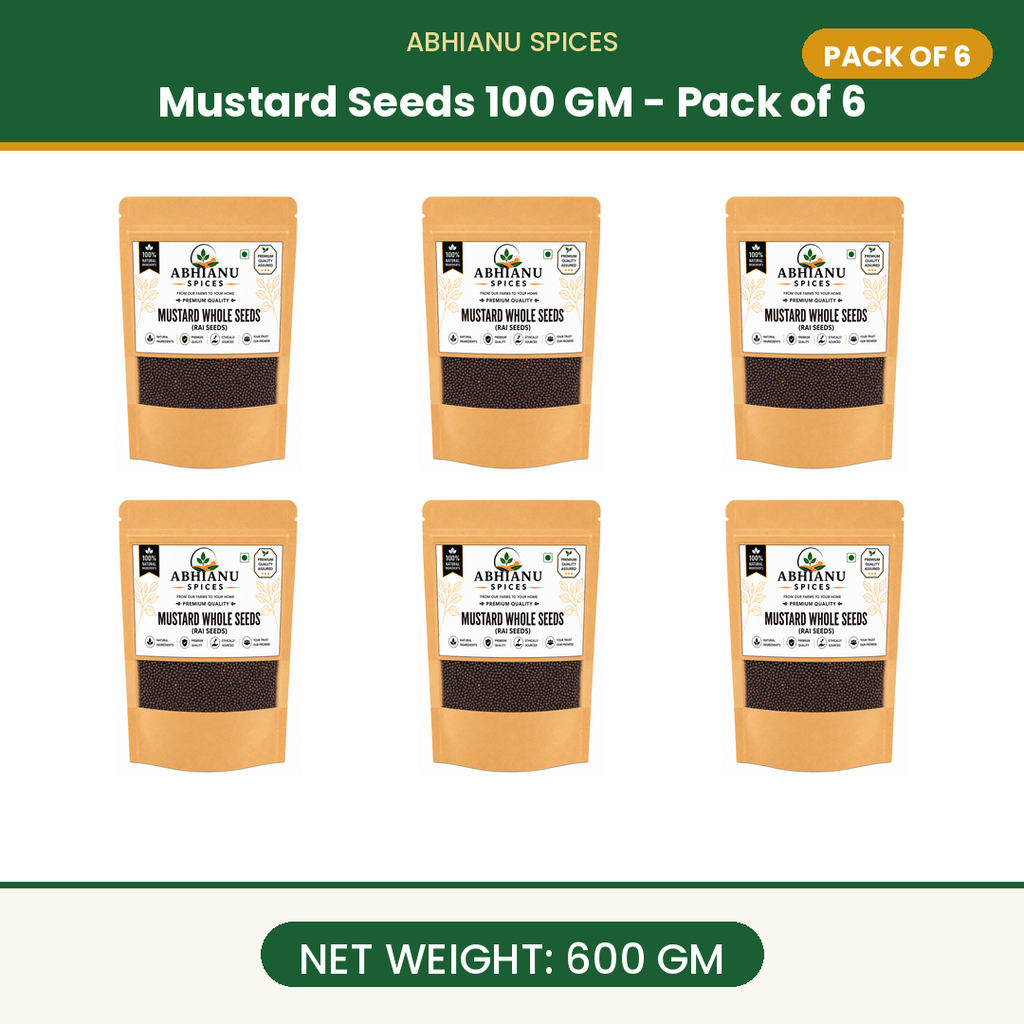 Abhianu Spices Mustard Seeds Rai Sarson 600 G Pack Of 6