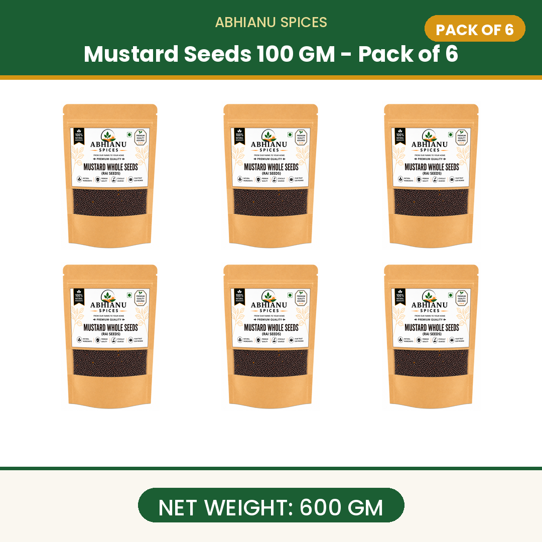 Abhianu Spices Mustard Seeds Rai Sarson 600 G Pack Of 6