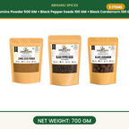 Abhianu Spices Cumin Powder 500 G And Black Pepper 100 G And Black Cardamom 100 G