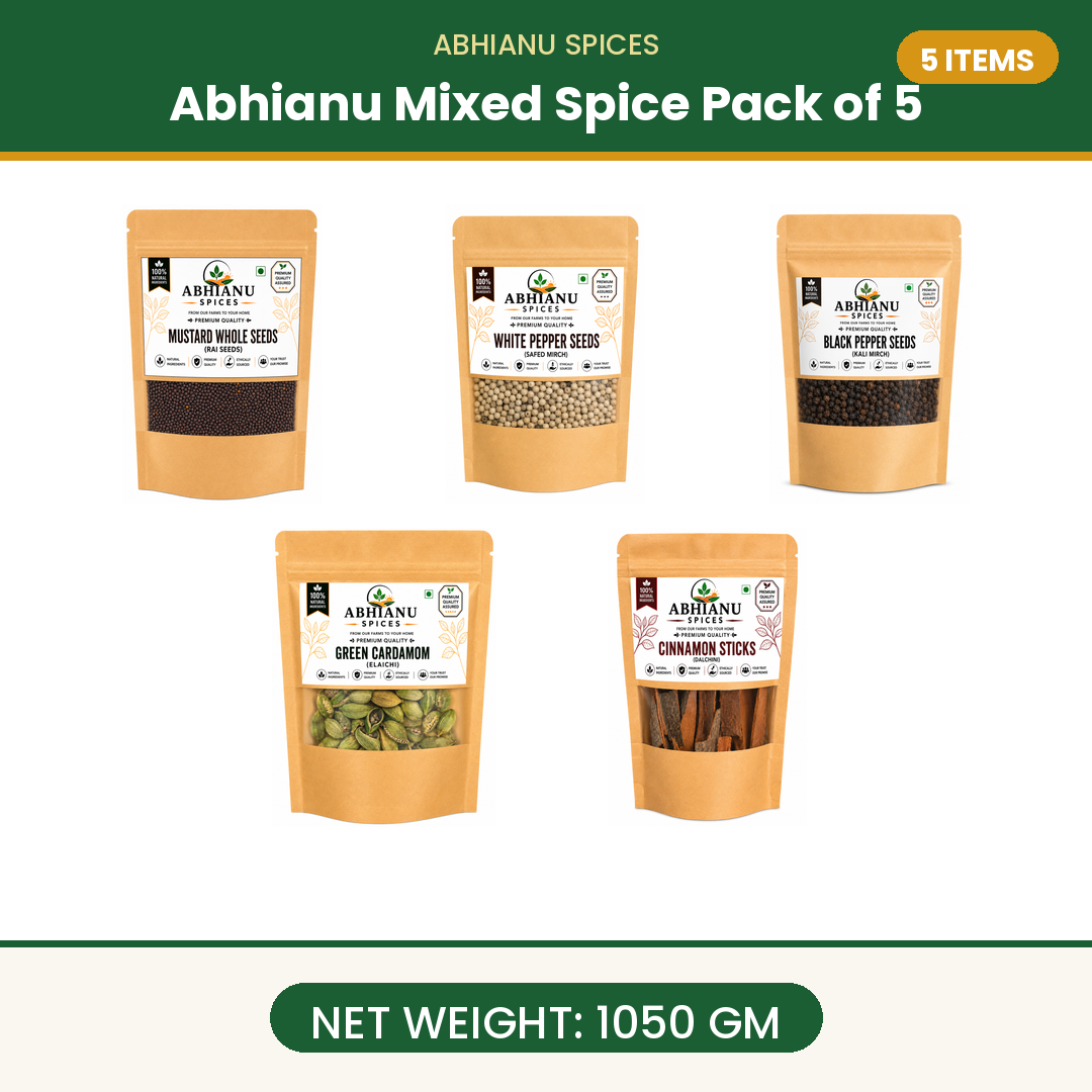 Abhianu Spices Assorted Indian Spices Combo 5 In 1.05 Kg