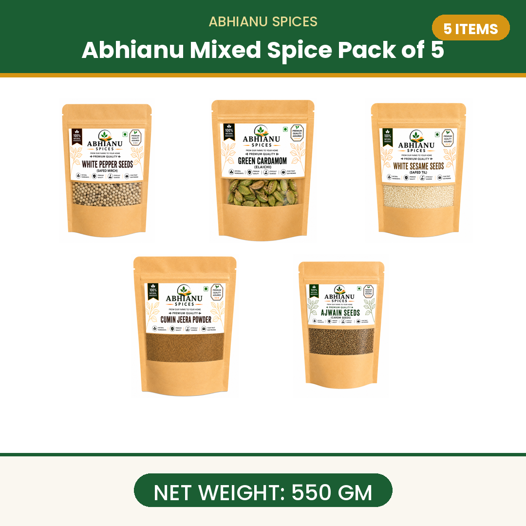 Abhianu Spices Assorted Indian Spices Combo 5 In  550 G