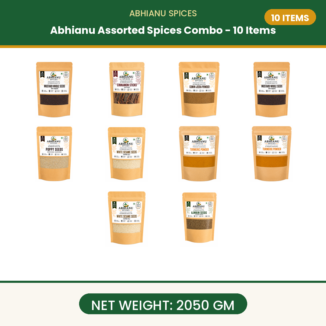 Abhianu Spices Assorted Indian Spices Combo 10 Items 2.05 Kg