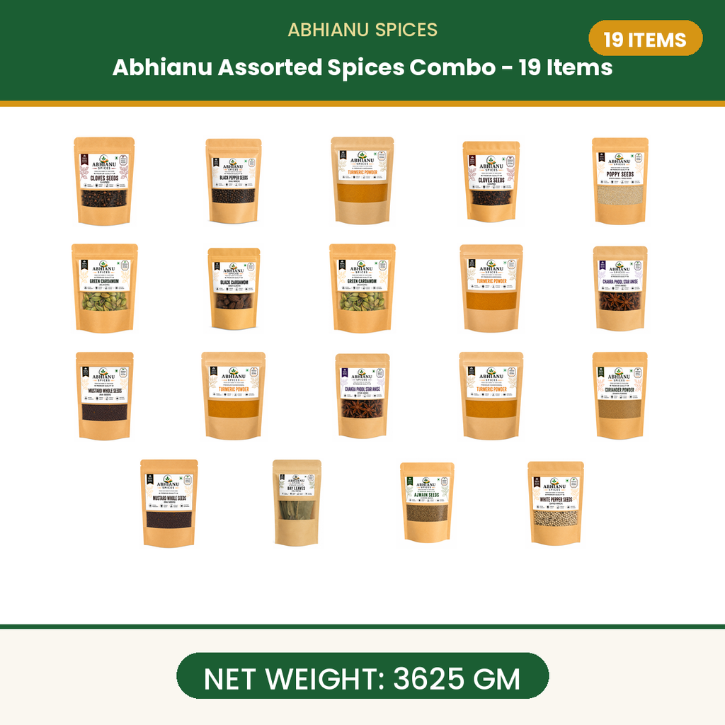Abhianu Spices Assorted Indian Spices Combo 19 Items 3.625 Kg
