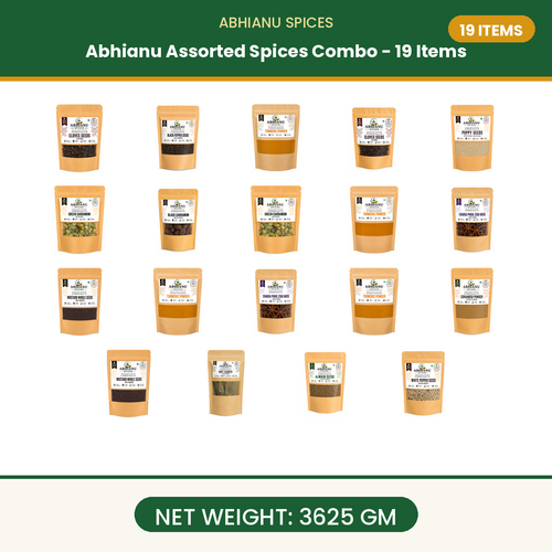 Abhianu Spices Assorted Indian Spices Combo 19 Items 3.625 Kg