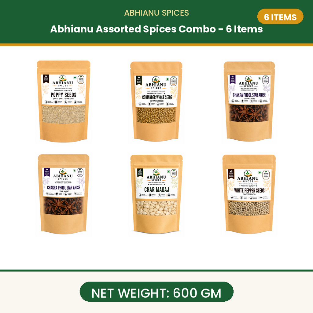 Abhianu Spices Assorted Indian Spices Combo 6 Items 600 G