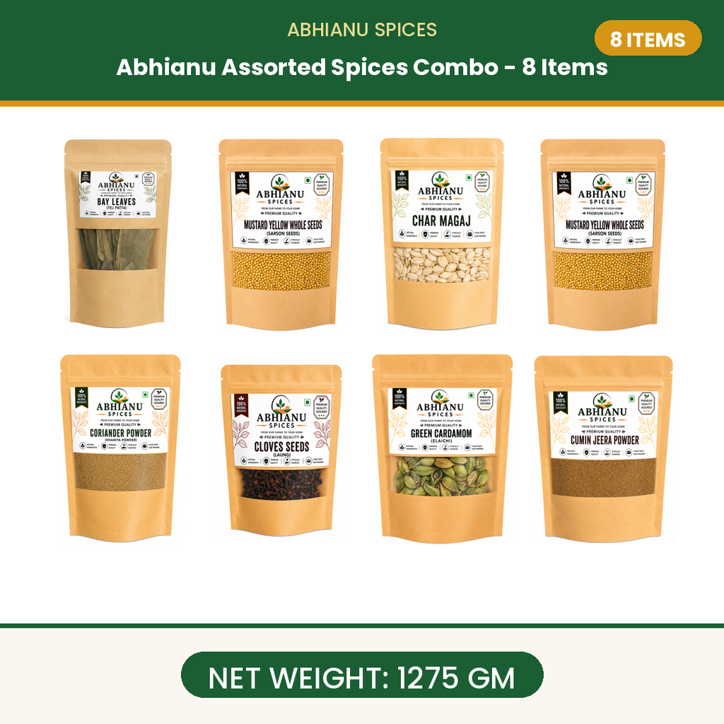 Abhianu Spices Assorted Indian Spices Combo 8 Items 1.275 Kg
