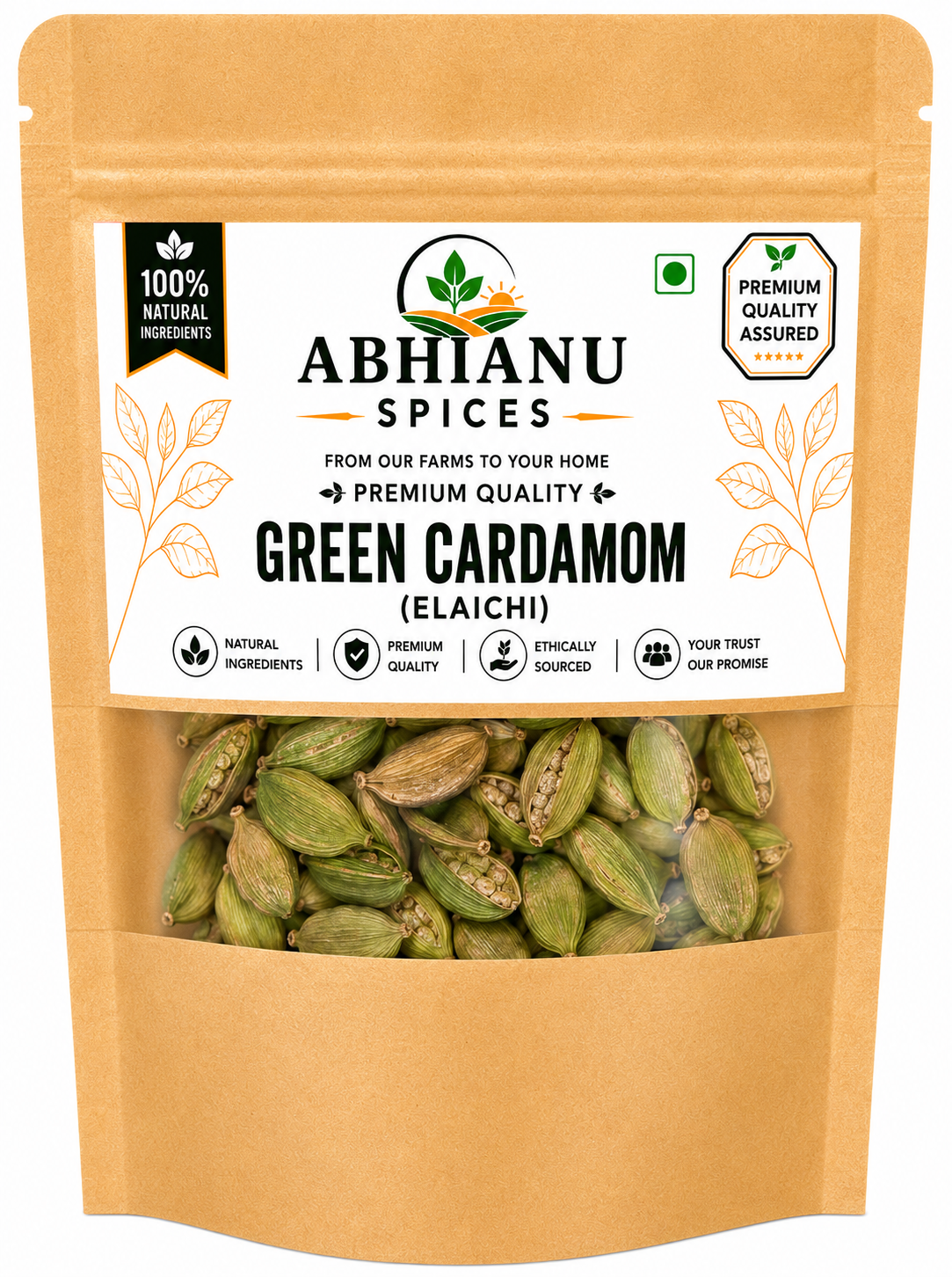 Abhianu Spices Green Cardamom Whole Pods 100 G