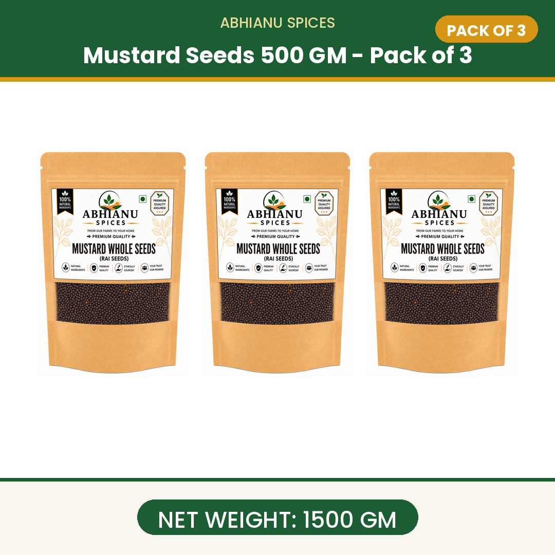 Abhianu Spices Mustard Seeds Rai Sarson 600 G Pack Of 6
