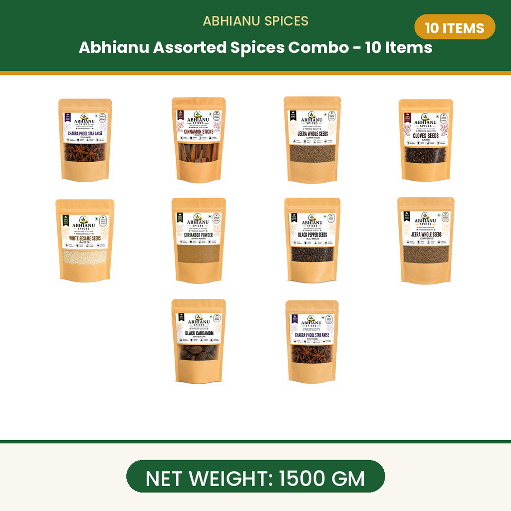 Abhianu Assorted Indian Spices Combo 10 Items 1.5 Kg