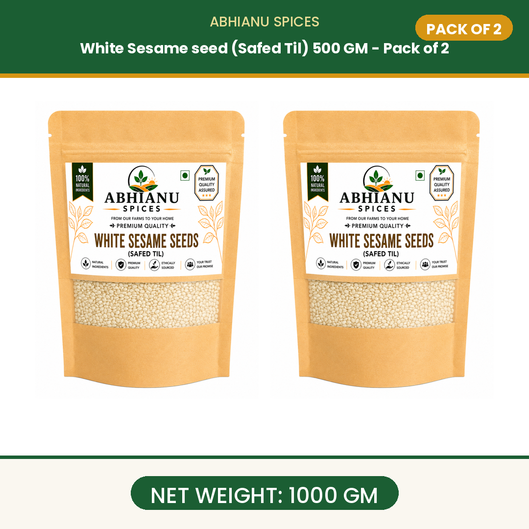 Abhianu Spices White Sesame Seeds Safed Til 500 G Pack Of 5