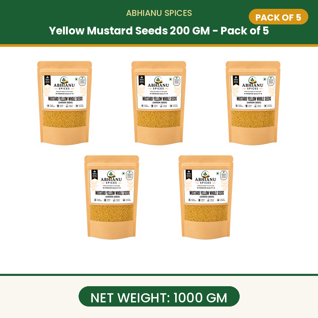 Abhianu Spices Yellow Mustard Seeds 600 G Pack Of 6