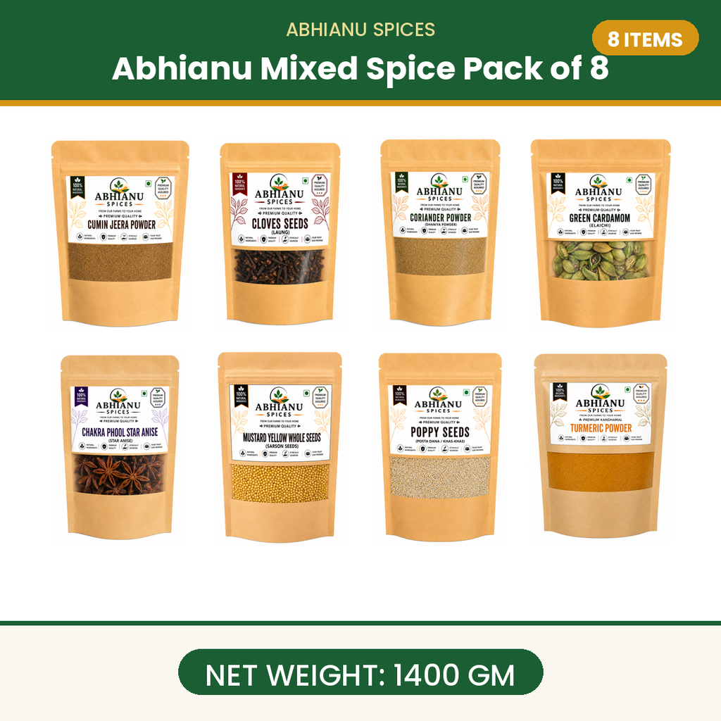 Abhianu Spices Assorted Indian Spices Combo 8 In 1.4 Kg