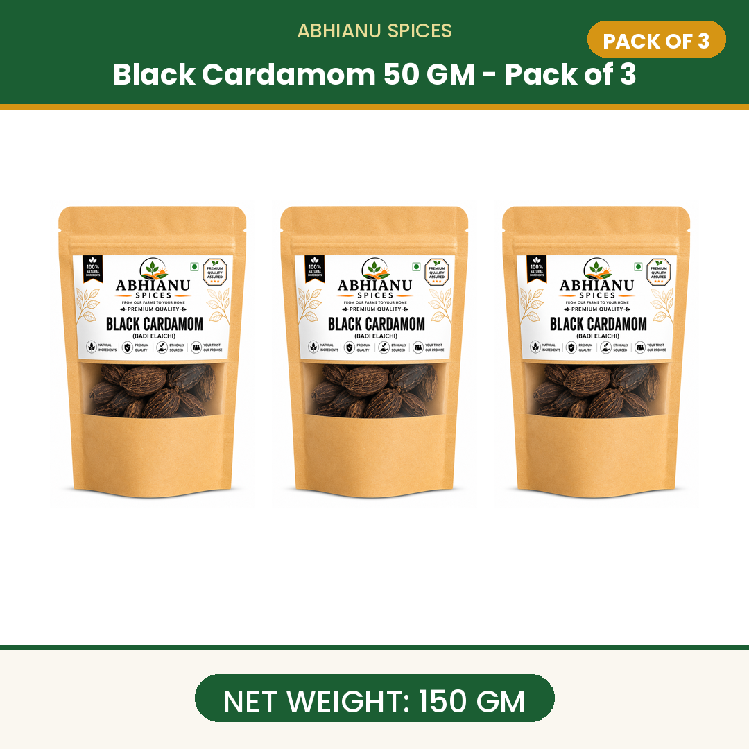 Abhianu Spices Black Cardamom Whole Pods 100 G