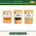 Abhianu Spices Turmeric Powder Black Cardamom And Poppy Seeds Combo 750 G Combo of 3